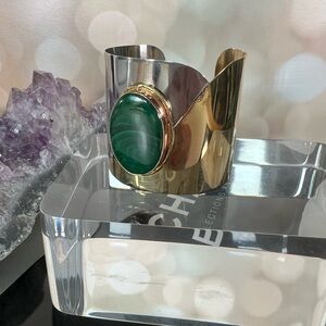 Malachite Gold and Silver Cuff Bracelet New